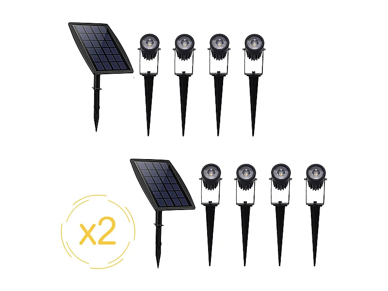 Projecteurs solaires EZIlight® Solar multi spot - 2 packs de 4 lampes