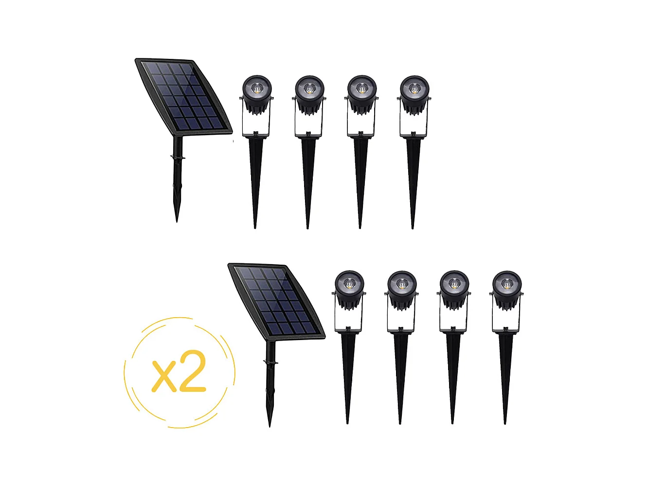 Projecteurs solaires EZIlight® Solar multi spot - 2 packs de 4 lampes