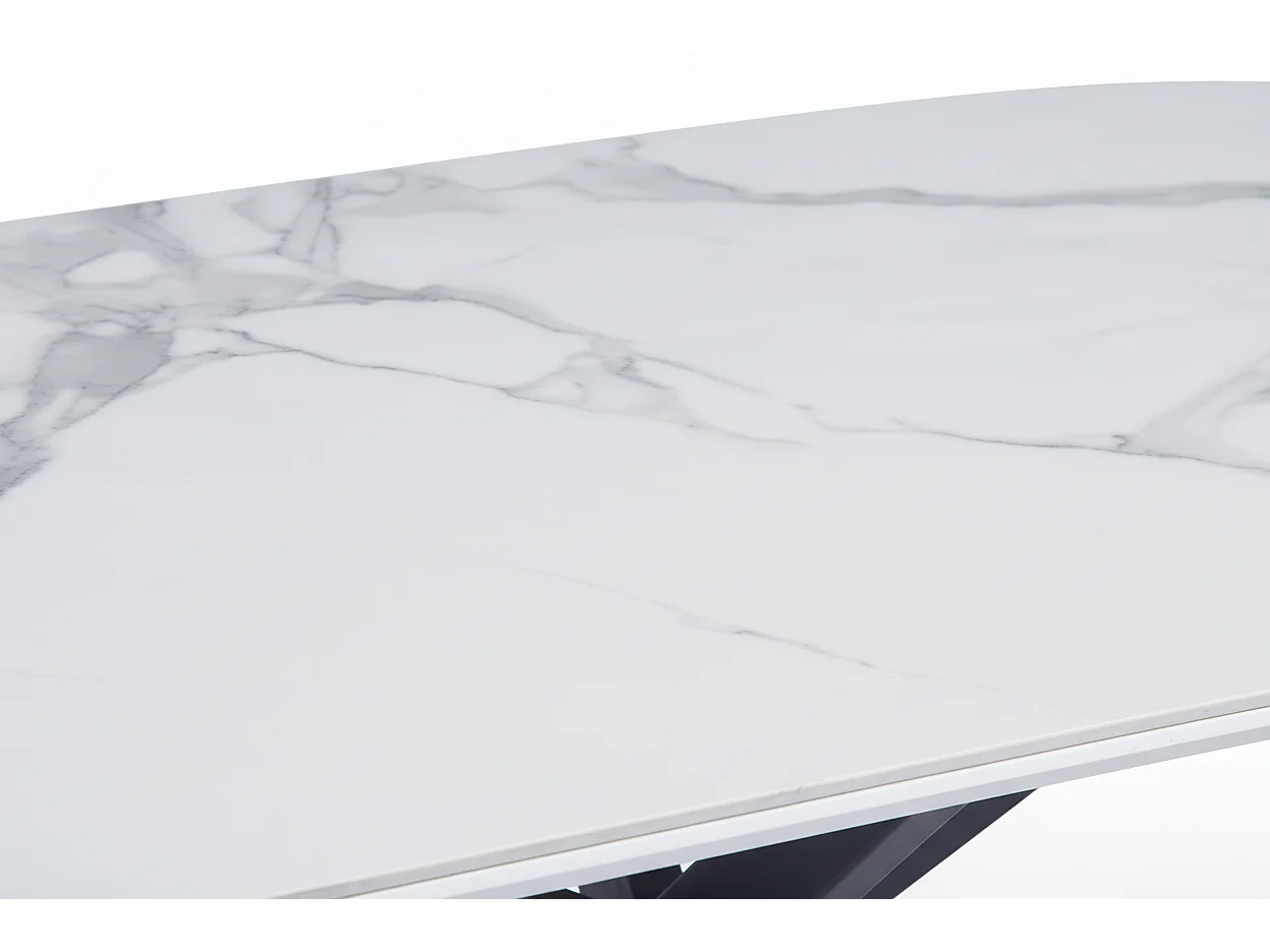 Table basse MANON Métal Noir & Céramique Marbre Blanc 120x60 cm