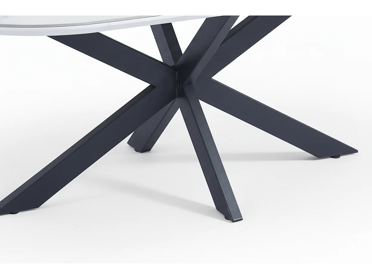 Table basse MANON Métal Noir & Céramique Marbre Blanc 120x60 cm