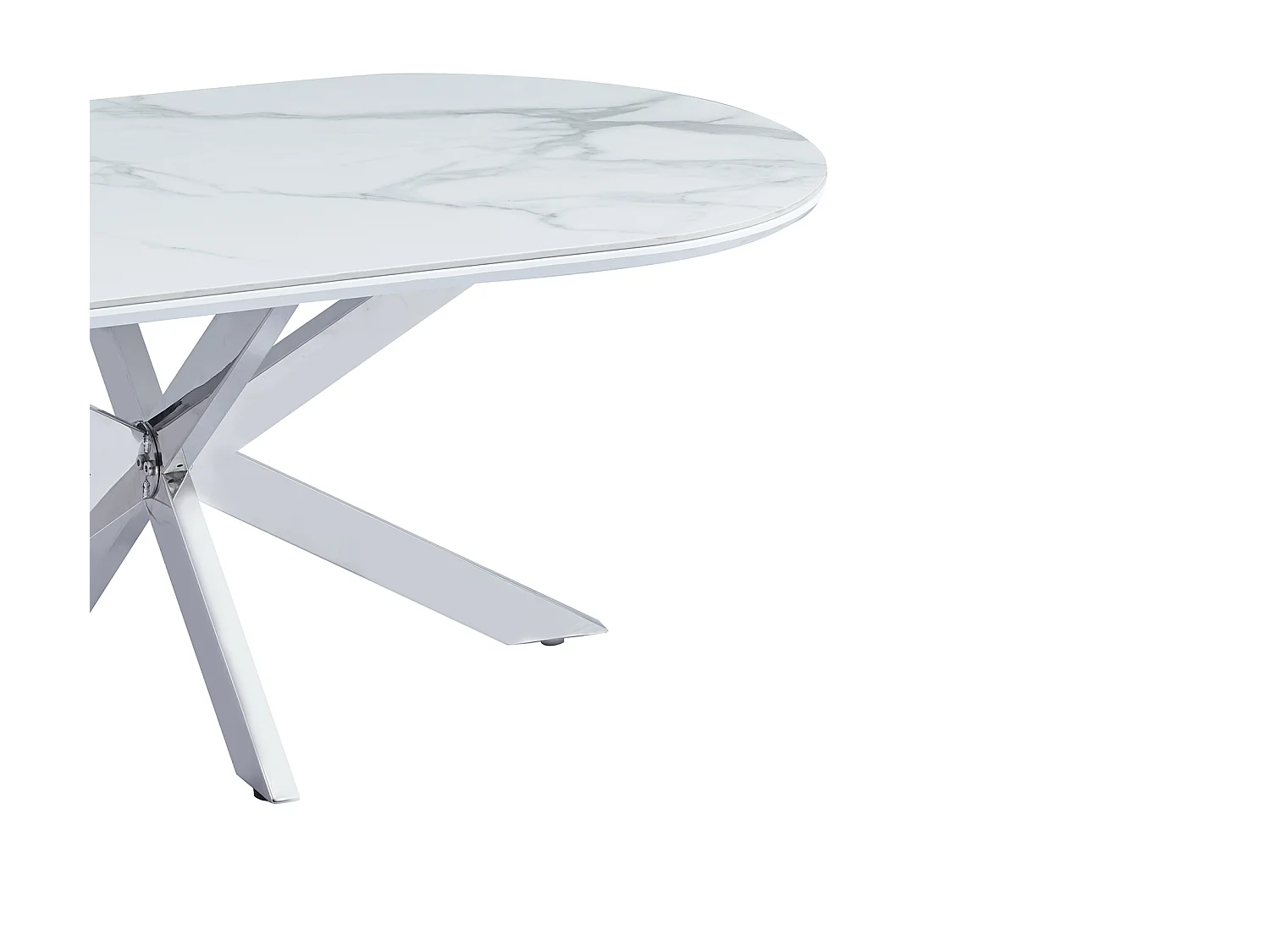 Table basse MANON Chrome & Céramique Marbre Blanc 120x60 cm