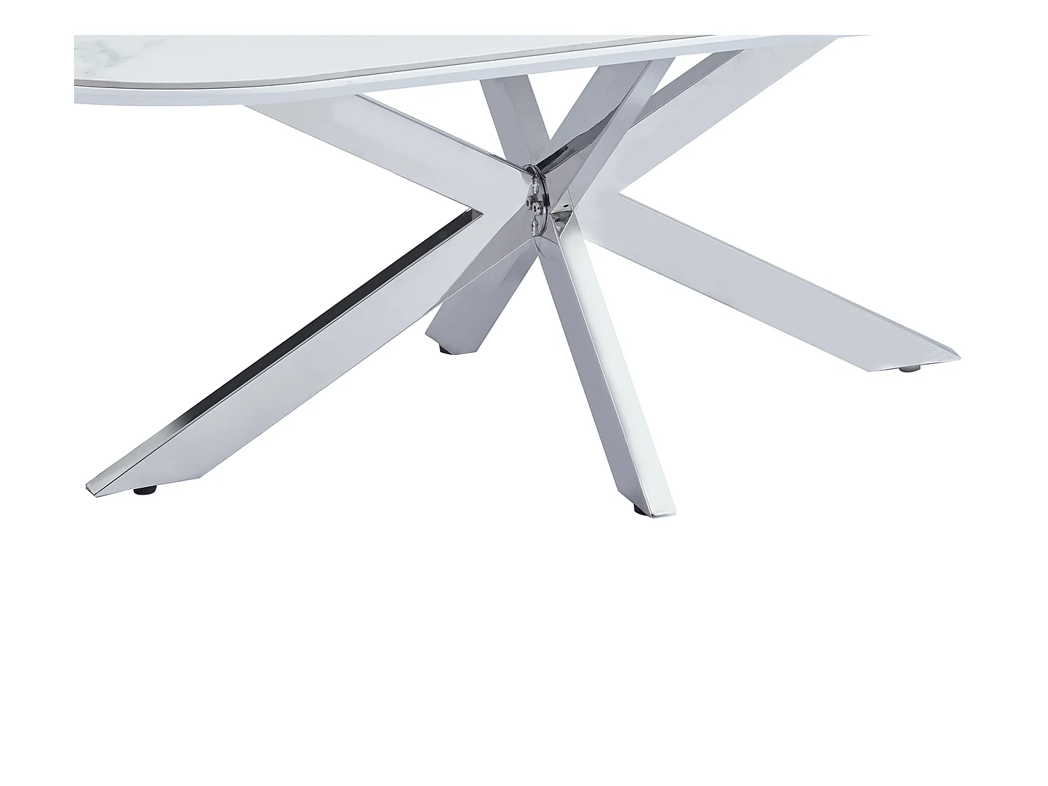 Table basse MANON Chrome & Céramique Marbre Blanc 120x60 cm