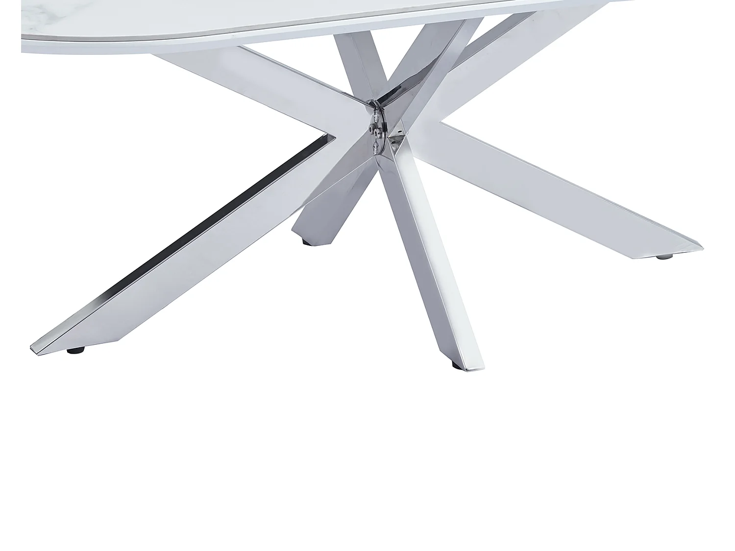 Table basse MANON Chrome & Céramique Marbre Blanc 120x60 cm