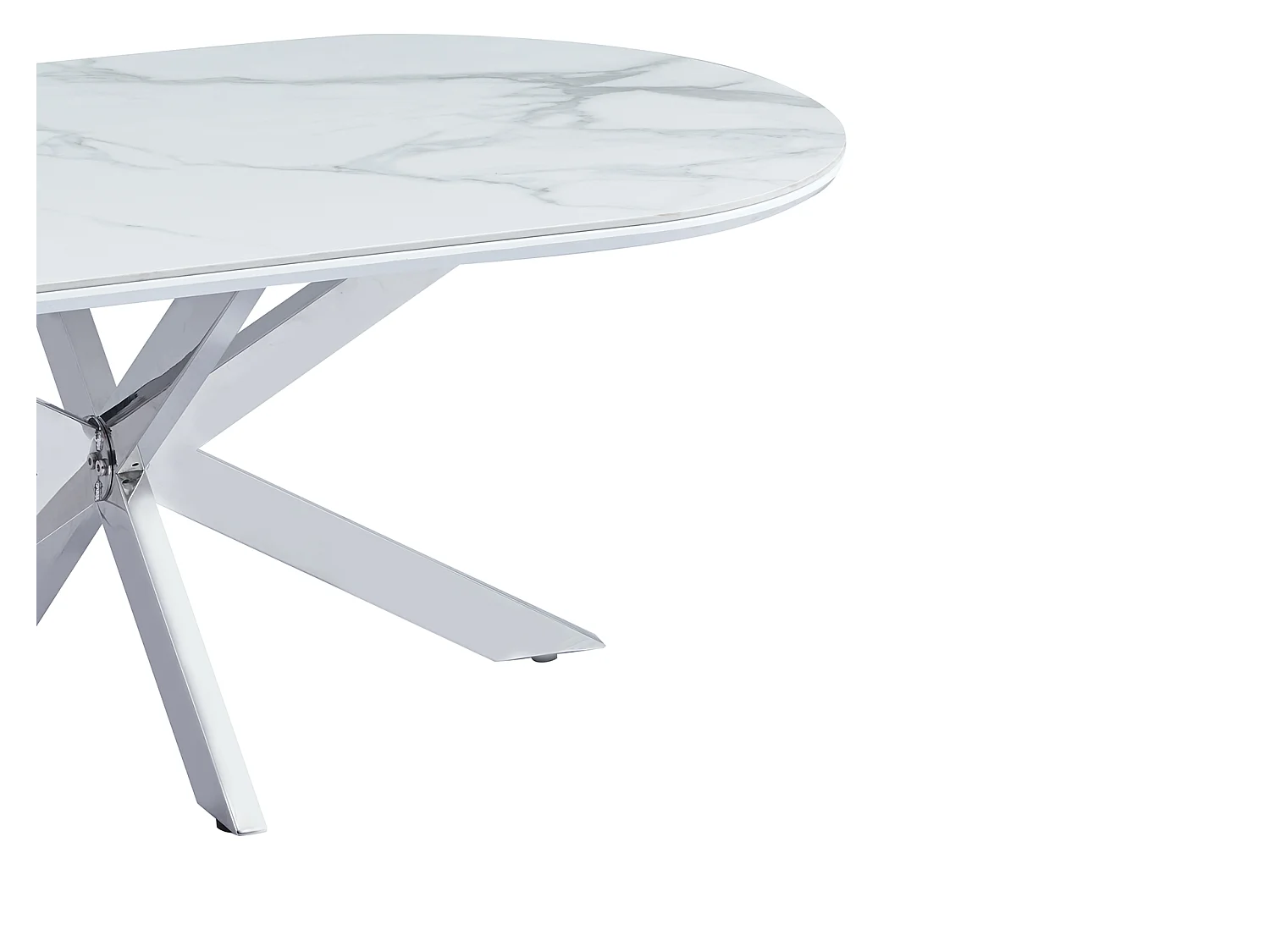 Table basse MANON Chrome & Céramique Marbre Blanc 120x60 cm