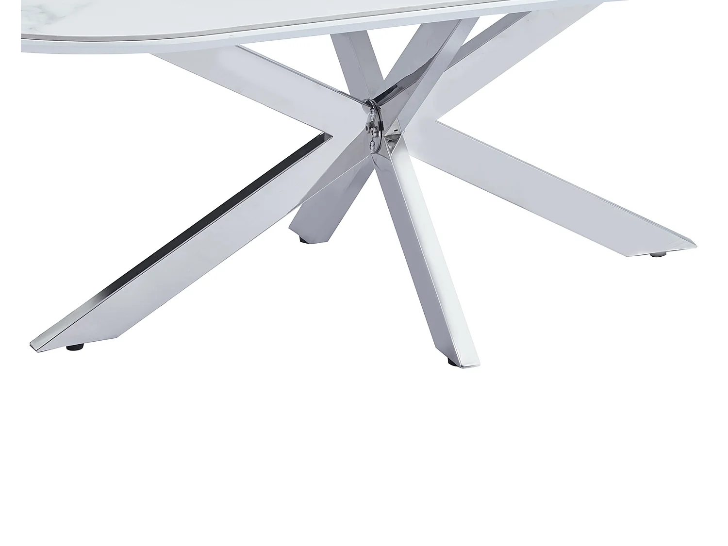 Table basse MANON Chrome & Céramique Marbre Blanc 120x60 cm