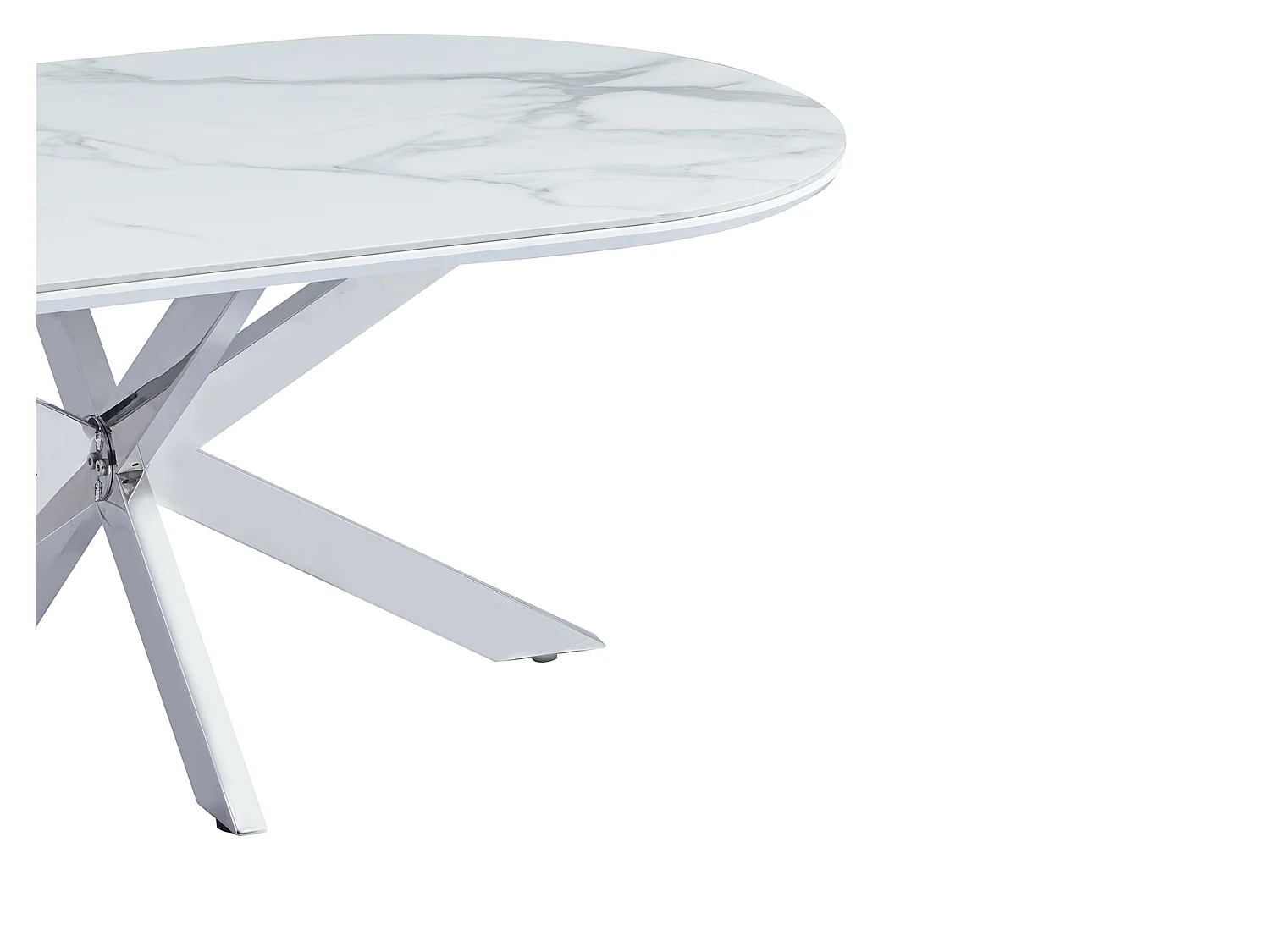 Table basse 120x60 céramique effet marbre blanc pieds chromés