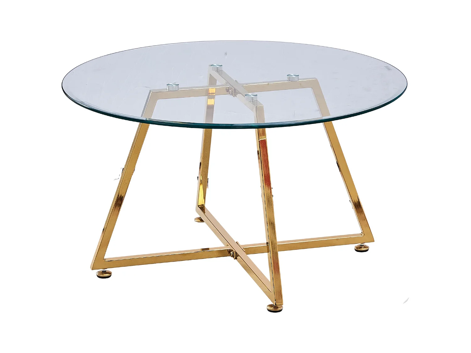 Table basse HELOISE Gold et plateau en verre 80x45 cm