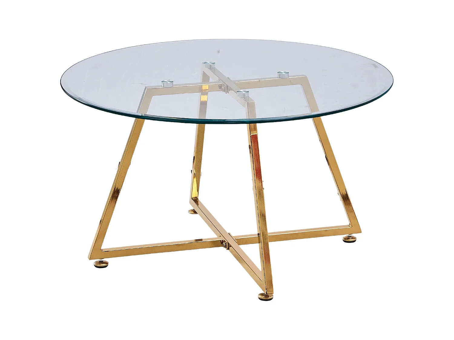 Table basse HELOISE Gold et plateau en verre 80x45 cm