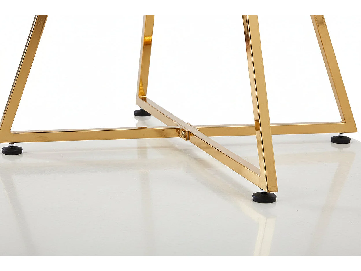 Table Basse Ronde HELOISE Métal Gold Plateau Verre Trempé Transparent D80xH45cm