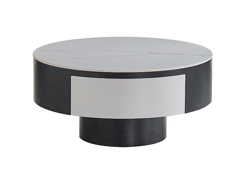 Table Basse TORNADO – Avec Tiroir – Noir & Blanc – 80x40 cm
