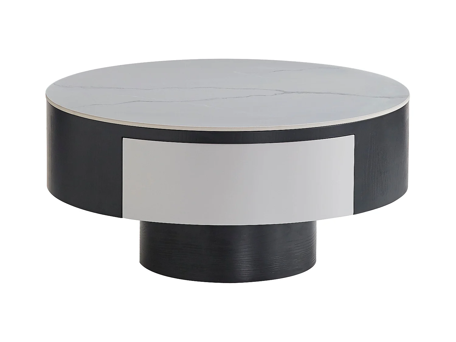Table Basse TORNADO – Avec Tiroir – Noir & Blanc – 80x40 cm
