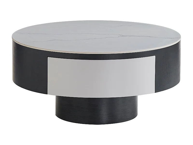 Table basse rectangulaire noir et blanc avec tiroir 80x40 cm – TORNADO