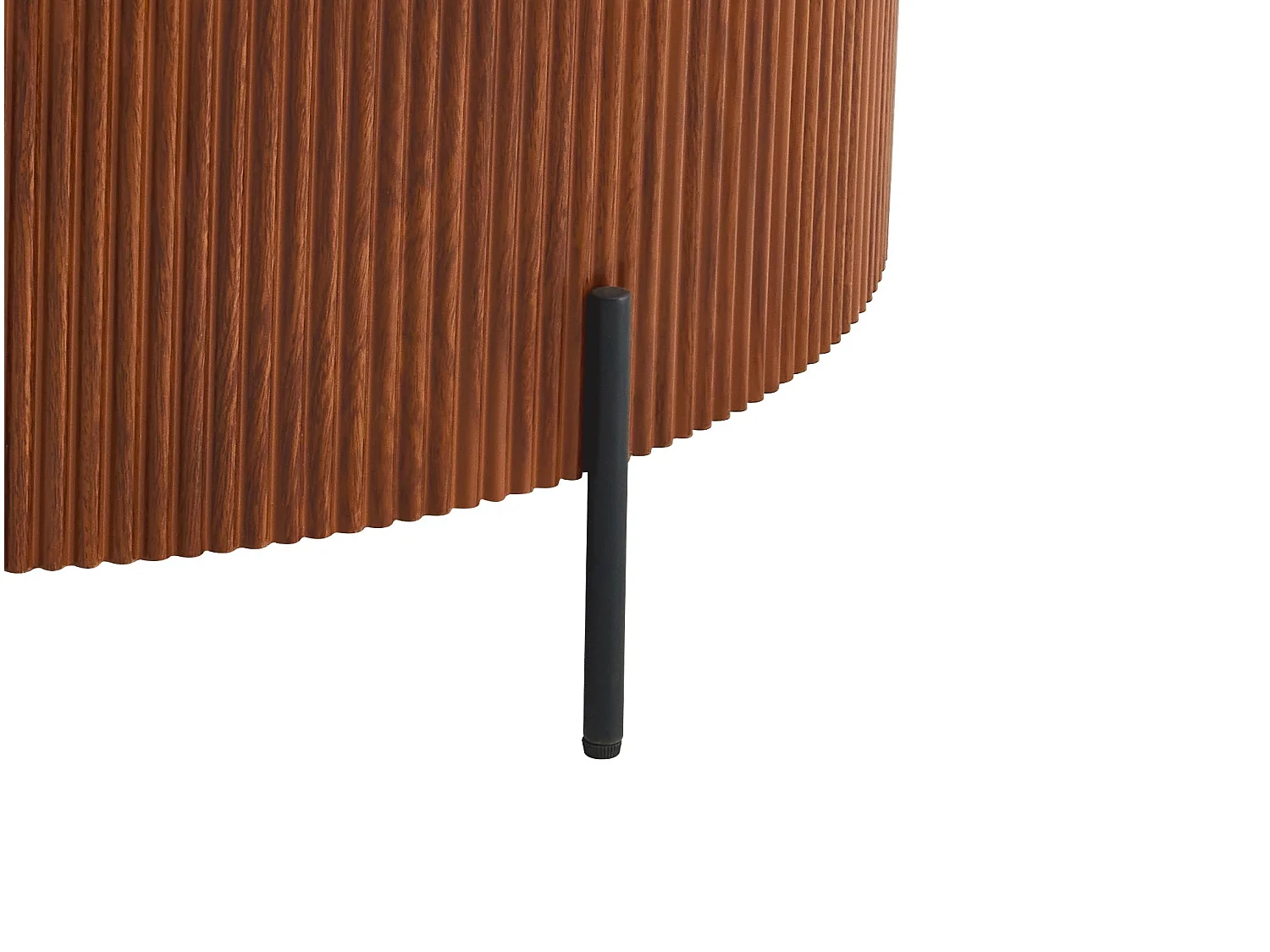 Table Basse RUBY Ronde Plateau Céramique Effet Travertin Noisette Pied Métal Noir D80xH45 cm