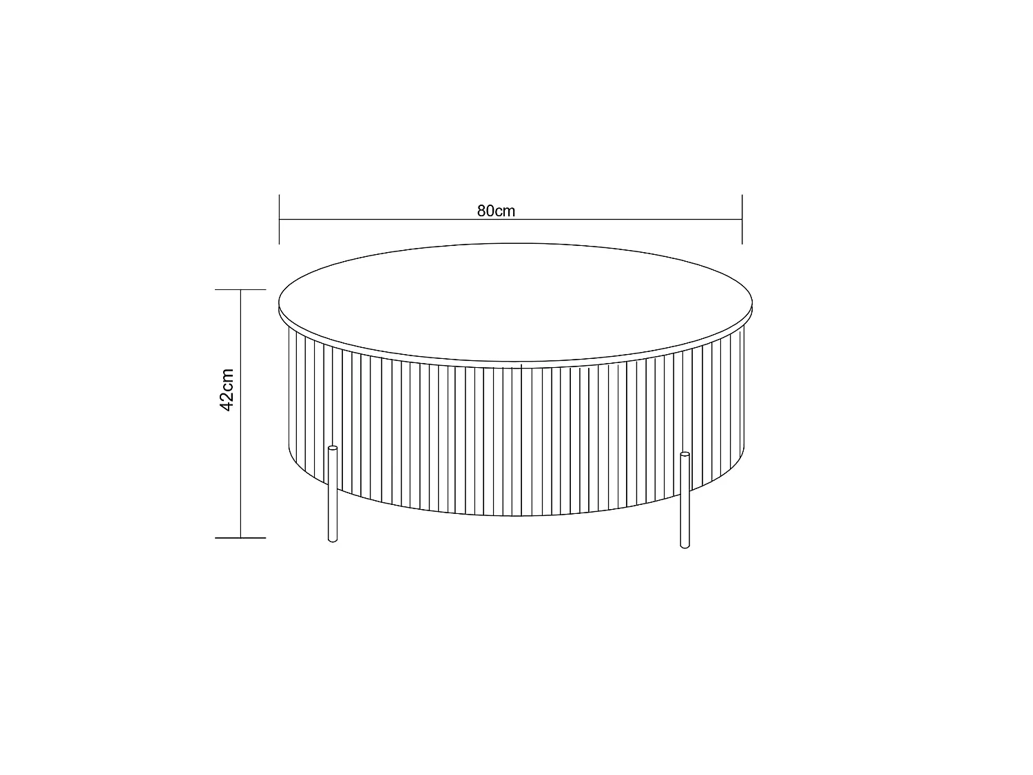 Table basse ronde céramique effet travertin noisette 80cm RUBY