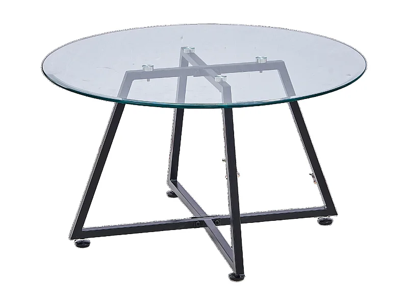 Table basse HELOISE Métal et plateau en verre 80x45 cm