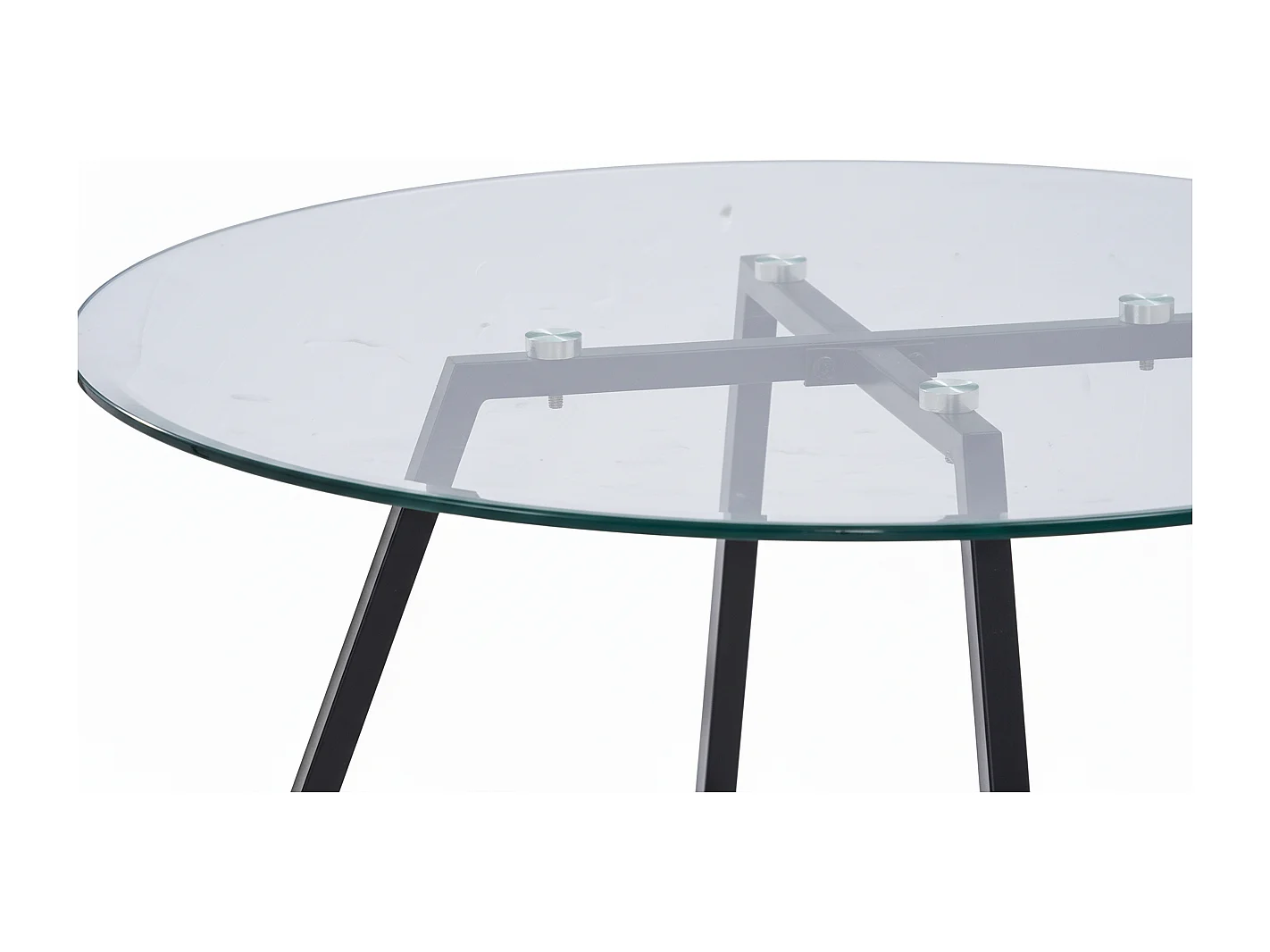 Table Basse Ronde HELOISE Métal Noir Plateau Verre Trempé Transparent D80xH45cm