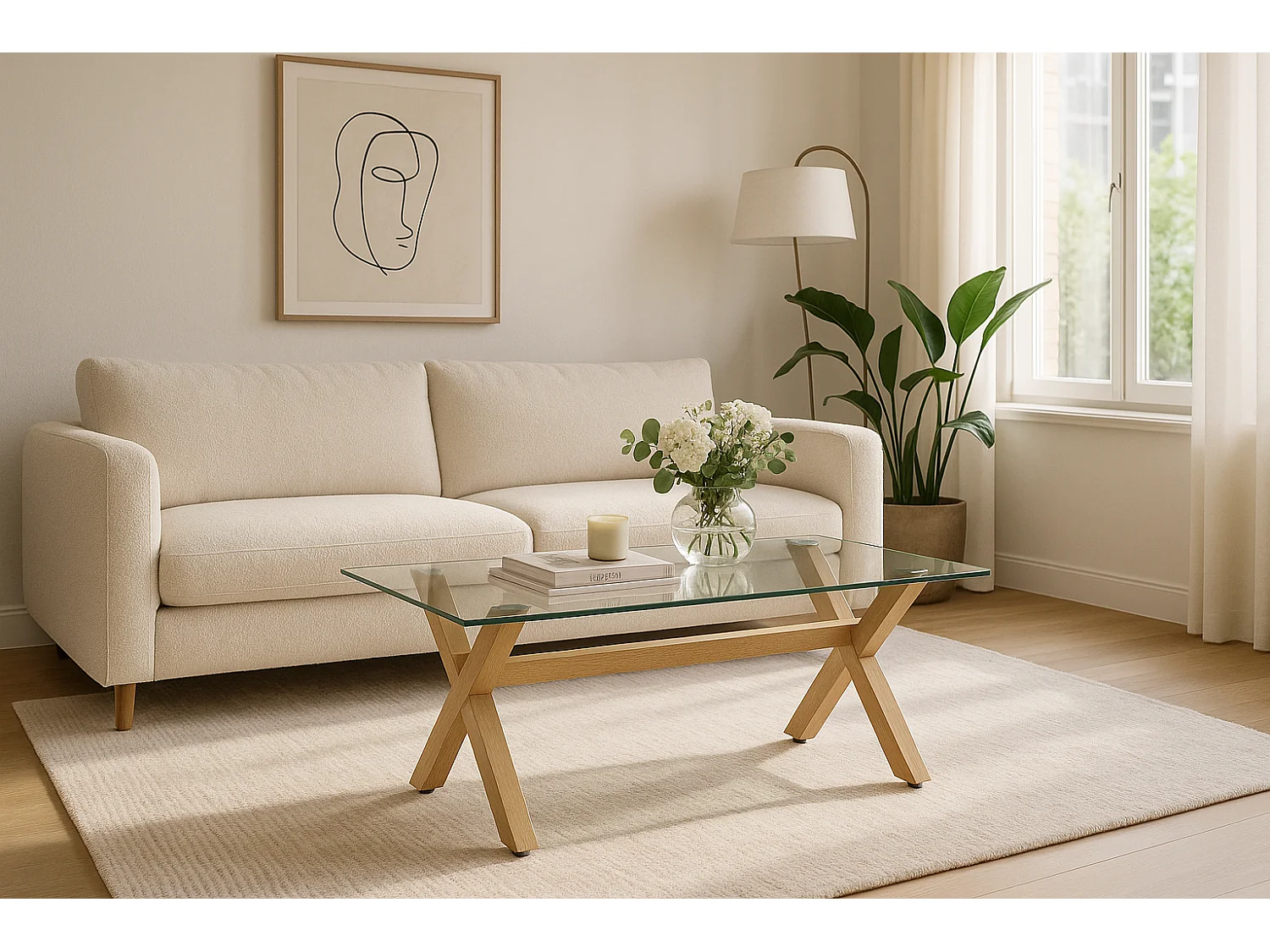 Table basse IXE Bois & Verre Transparent 120x60x45 cm