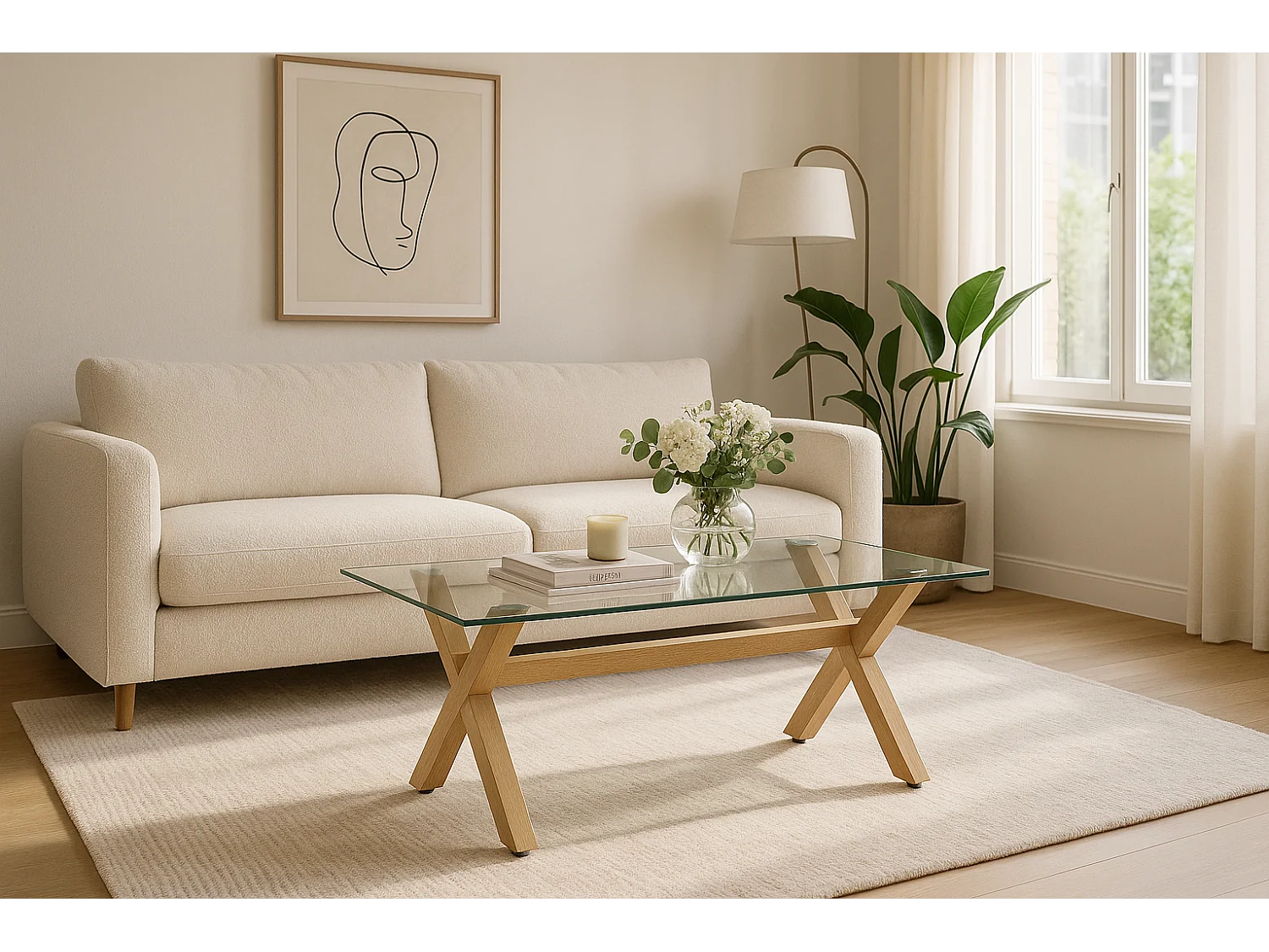 Table basse IXE Bois & Verre Transparent 120x60x45 cm