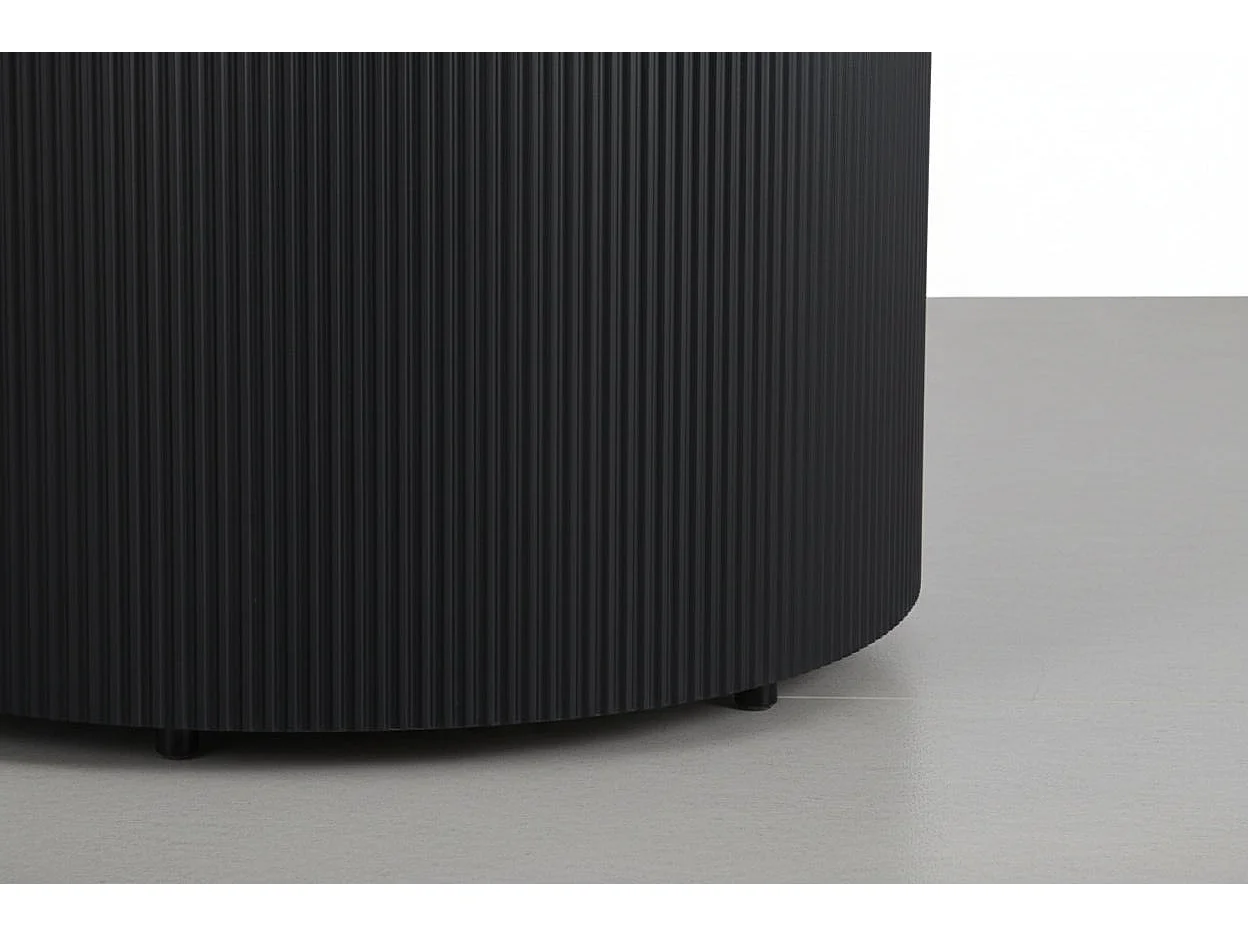 Table Basse VALMY Pieds Métal Noir Plateau Céramique Marbré Gris D90xH45 cm