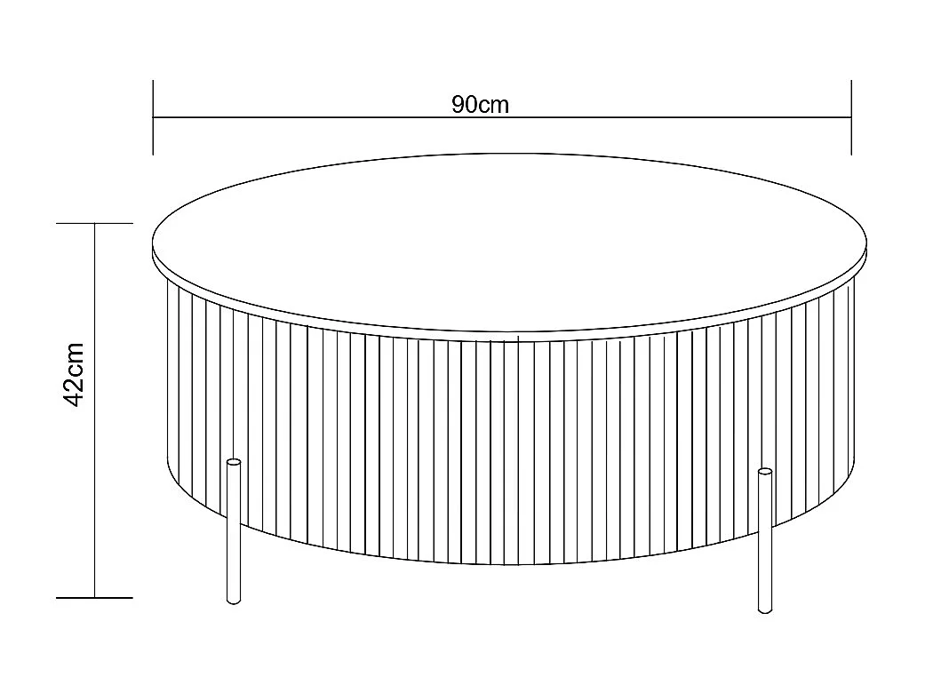 Table Basse RUBY – Ø90 cm – Plateau Céramique Effet Travertin – Pied Métal