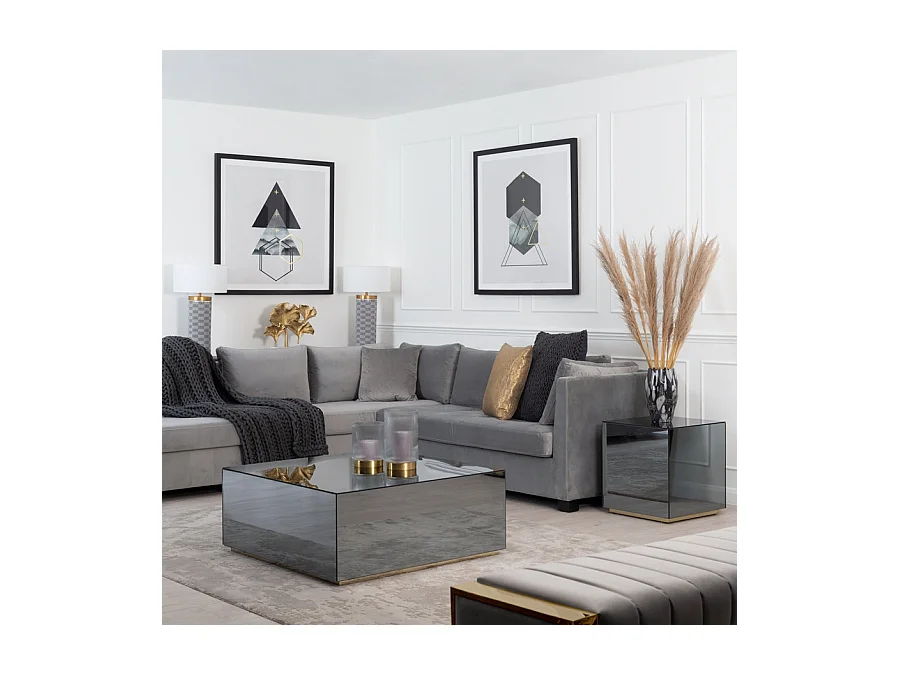 Table Basse LUXUS – 90x90x50 cm – Effet Miroir Élégant