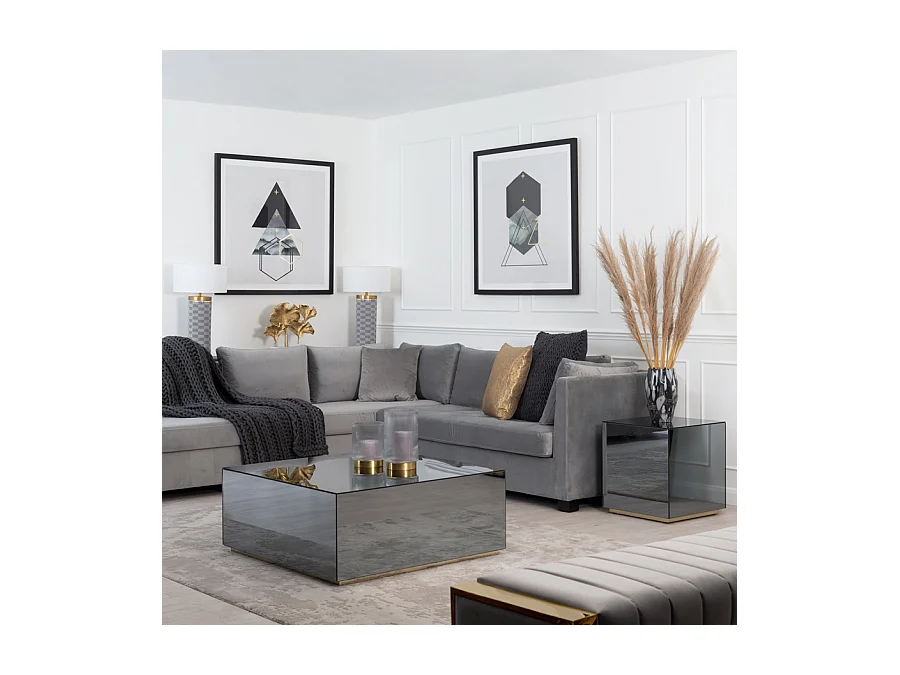 Table Basse LUXUS – 90x90x50 cm – Effet Miroir Élégant