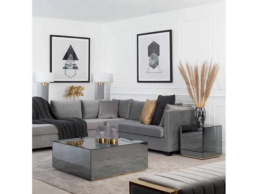 Table basse carrée 90x90 effet miroir structure MDF