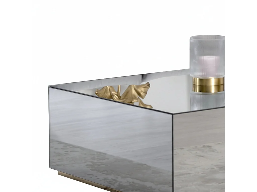 Table basse carrée 90x90 effet miroir structure MDF