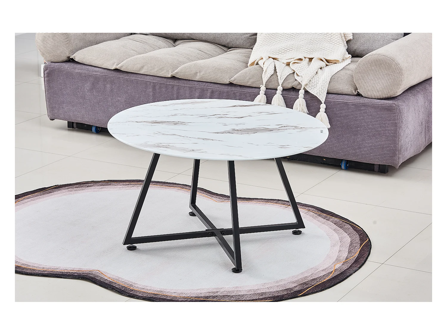 Table basse HELOISE Métal et plateau en verre 80x45 cm