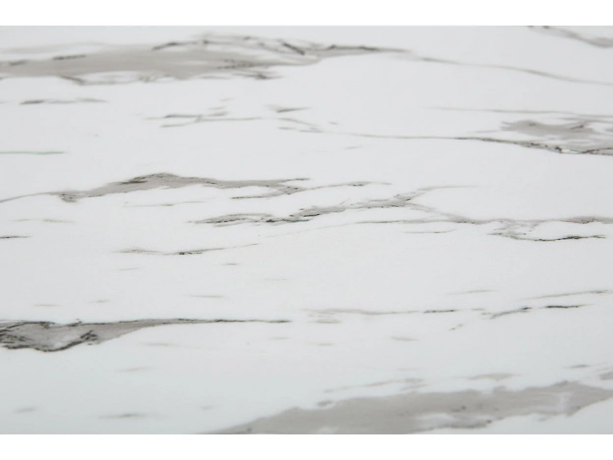 Table Basse Ronde HELOISE Métal Gold Plateau Céramique Effet Marbre Blanc D80xH45cm