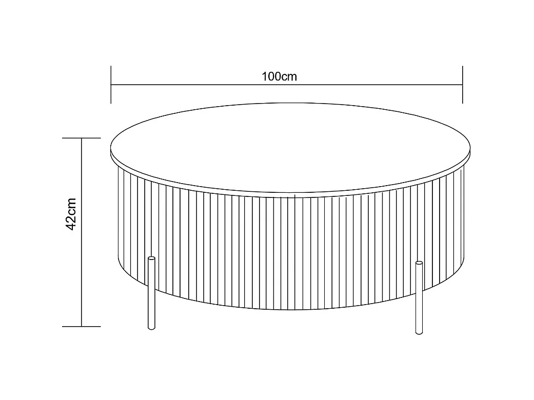 Table Basse RUBY – Ø100 cm – Céramique Effet Travertin – Pied Métal