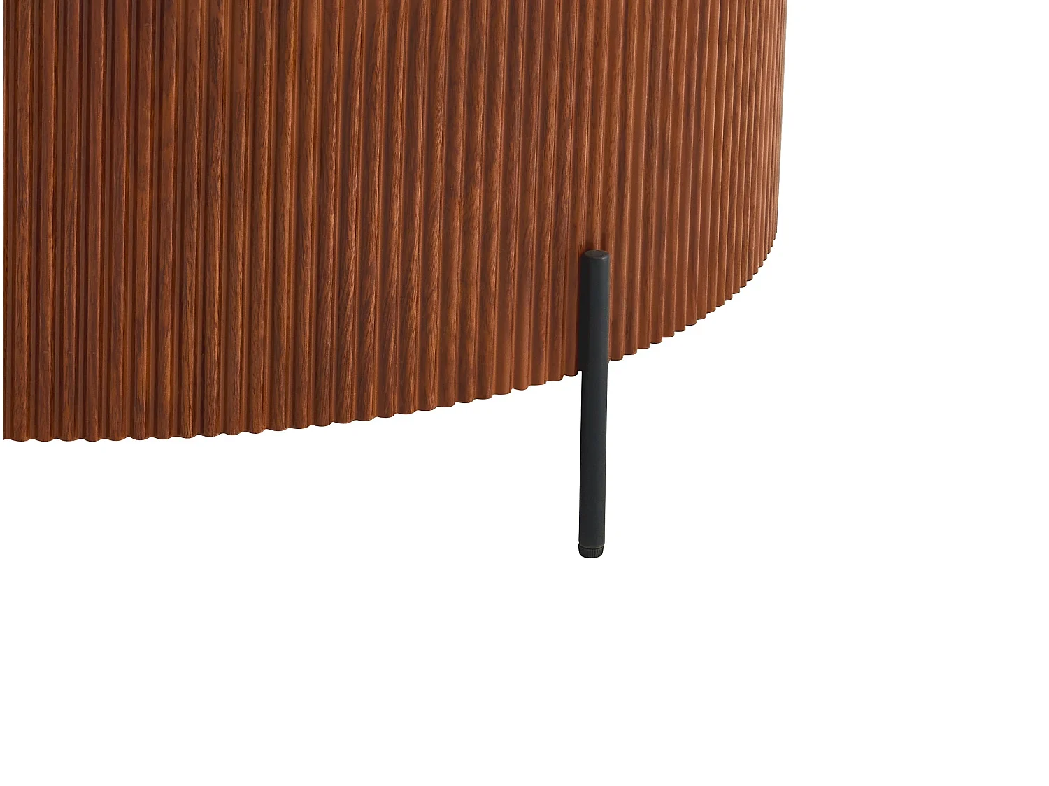 Table Basse RUBY Ronde Plateau Céramique Effet Travertin Noisette Pied Métal Noir D90xH45 cm