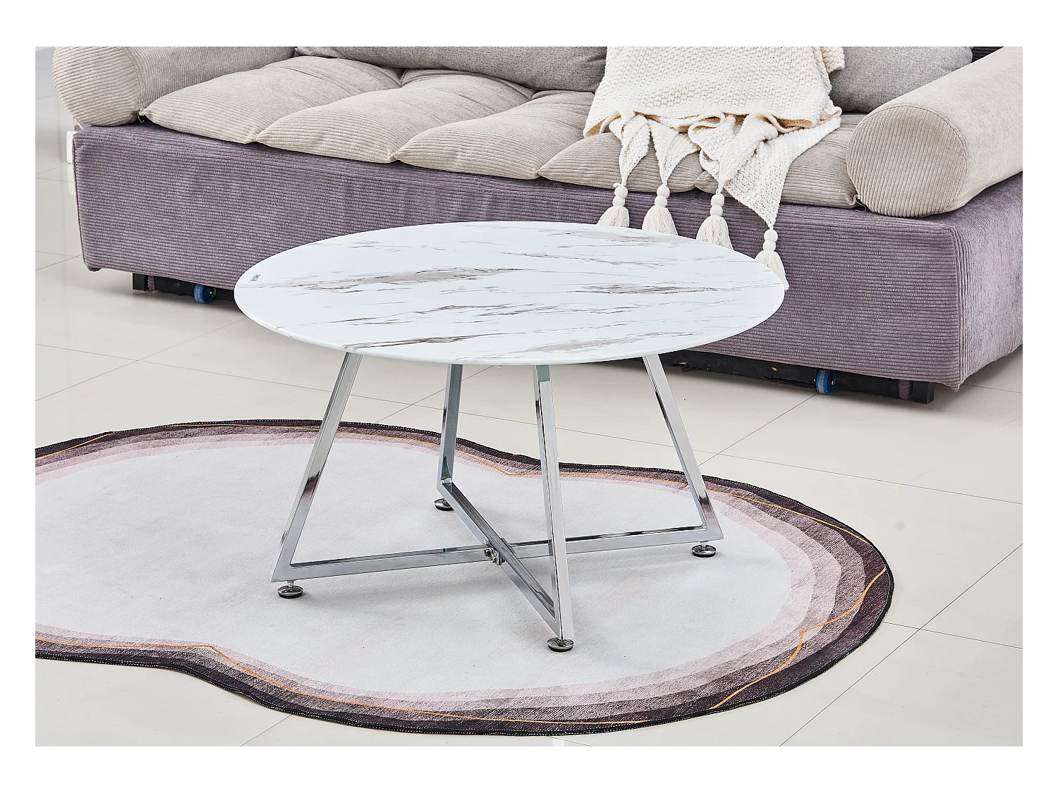 Table basse HELOISE Chrome et plateau en verre 80x45 cm