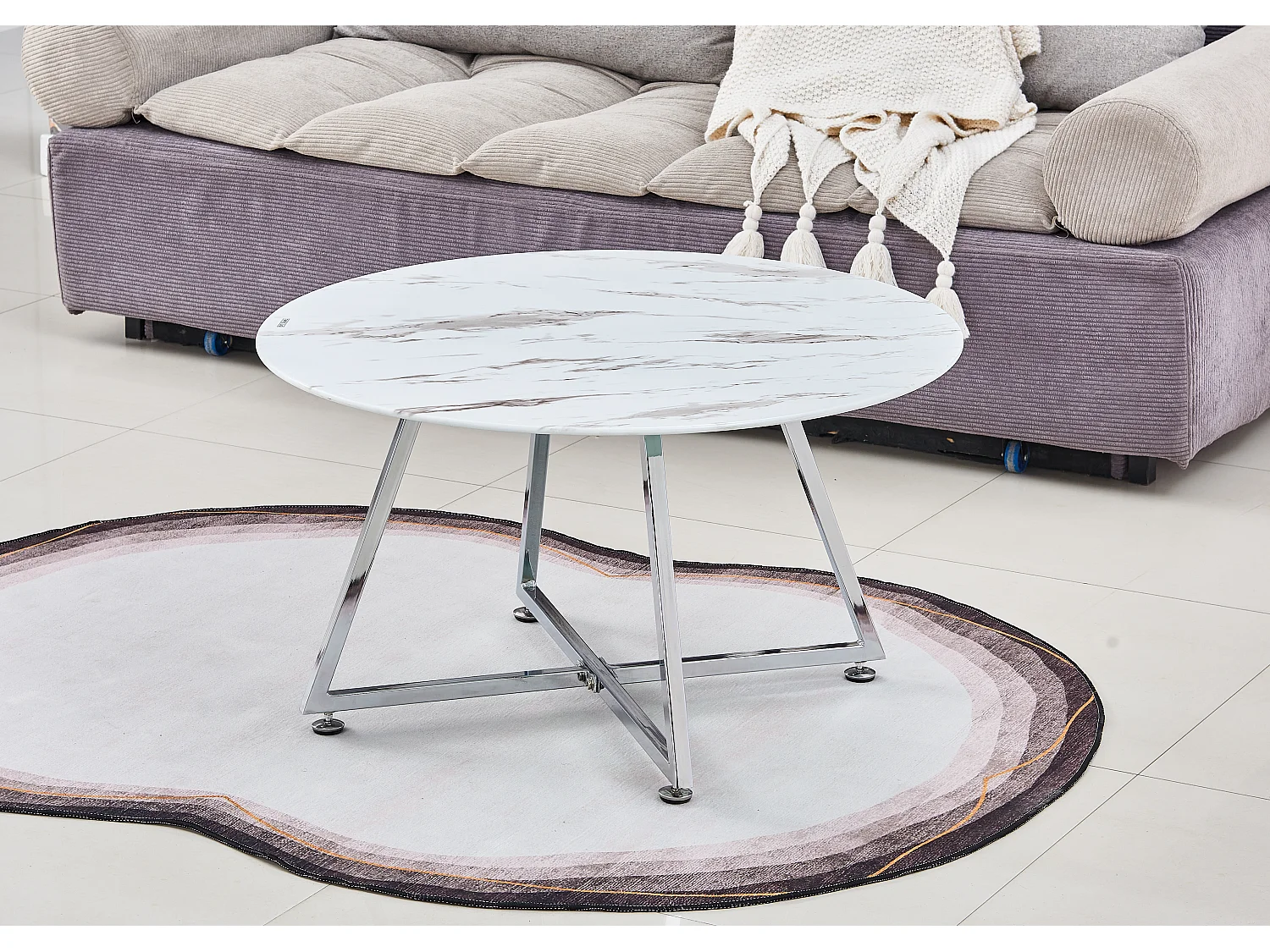 Table basse HELOISE Chrome et plateau en verre 80x45 cm