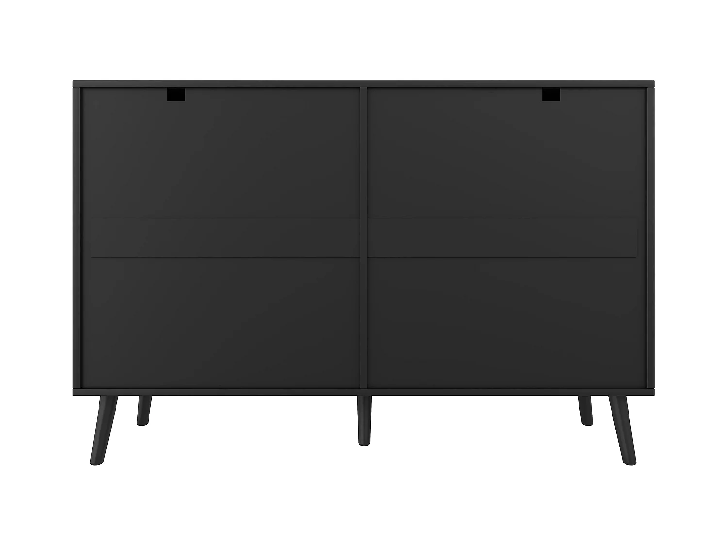 Buffet/commode à 6 tiroirs - 120 x 40 x 85 cm - portes surélevées - aggloméré - naturel + noir