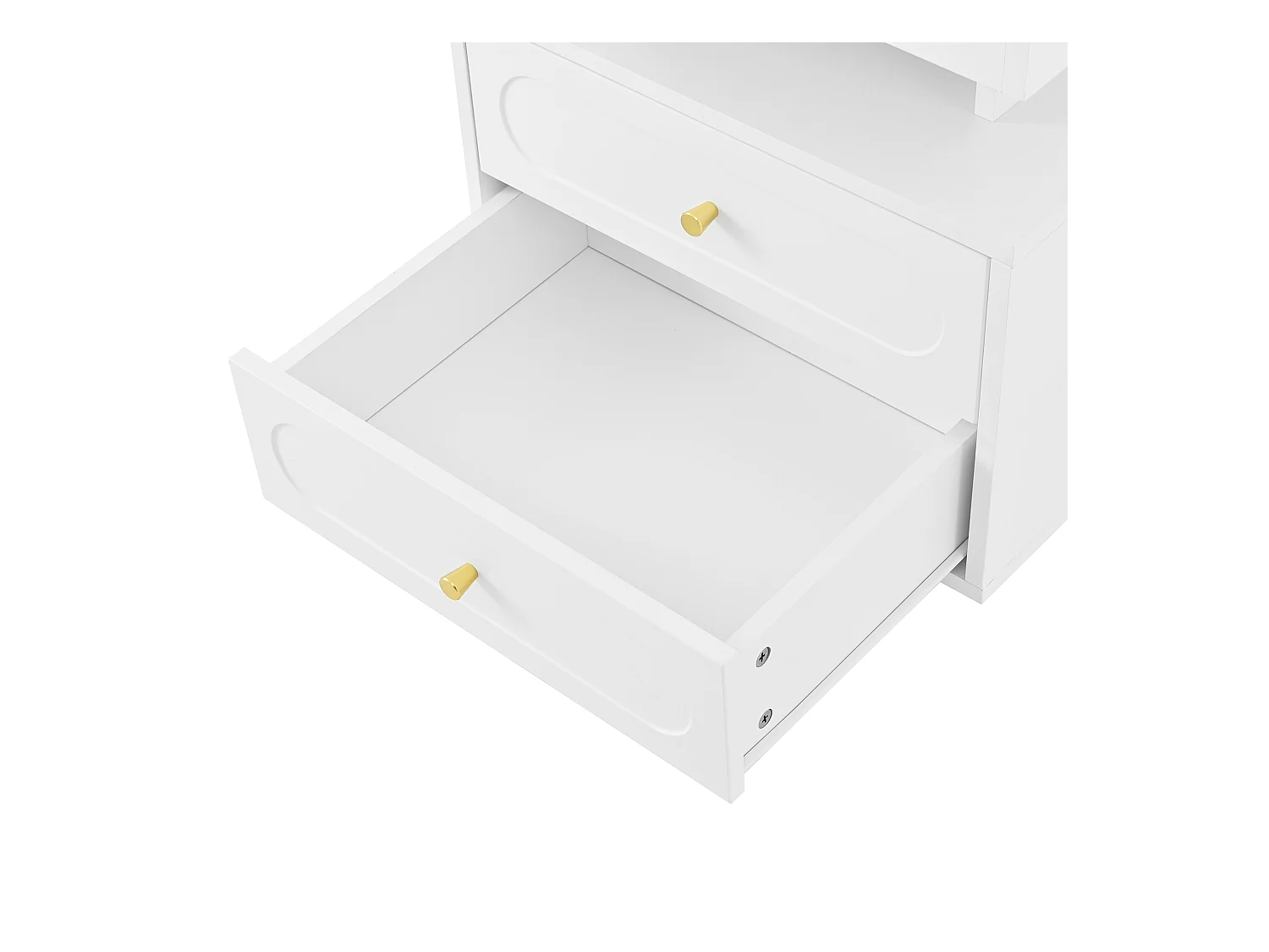 Nachttisch 50x40x60 cm - mit LED-Beleuchtung - mit 2 Schubladen und 1 offenem Ablagefach - Weiß