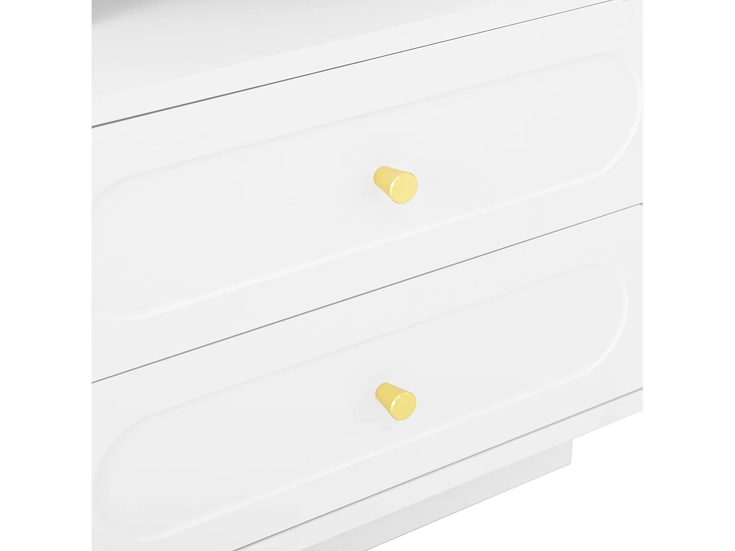 Table de chevet 50x40x60cm - avec éclairage LED - avec 2 tiroirs et 1 espace de rangement ouvert - Blanc