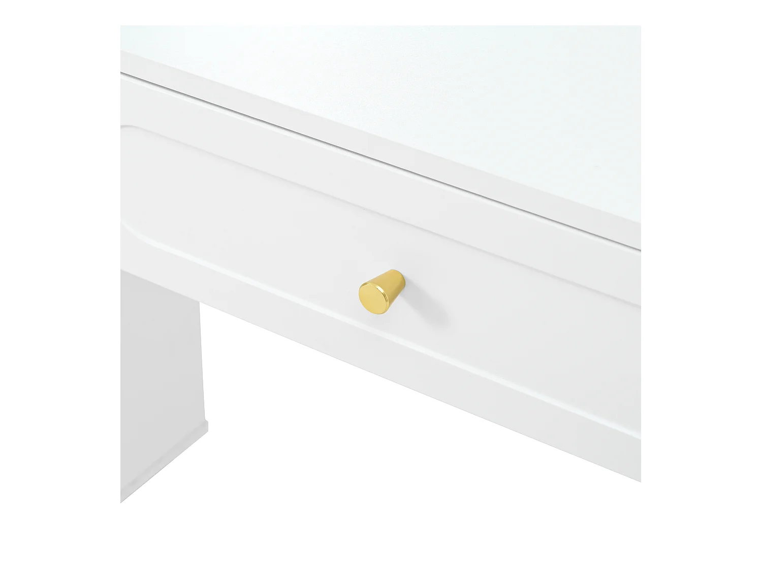 Coiffeuse avec miroir 140x40x130cm - avec éclairage LED - avec 4 tiroirs et 1 compartiment de rangement ouvert - Blanc（Sans tabouret）