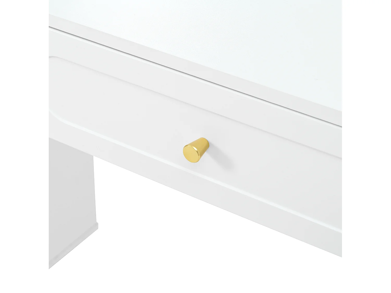 Coiffeuse avec miroir 140x40x130cm - avec éclairage LED - avec 4 tiroirs et 1 compartiment de rangement ouvert - Blanc（Sans tabouret）