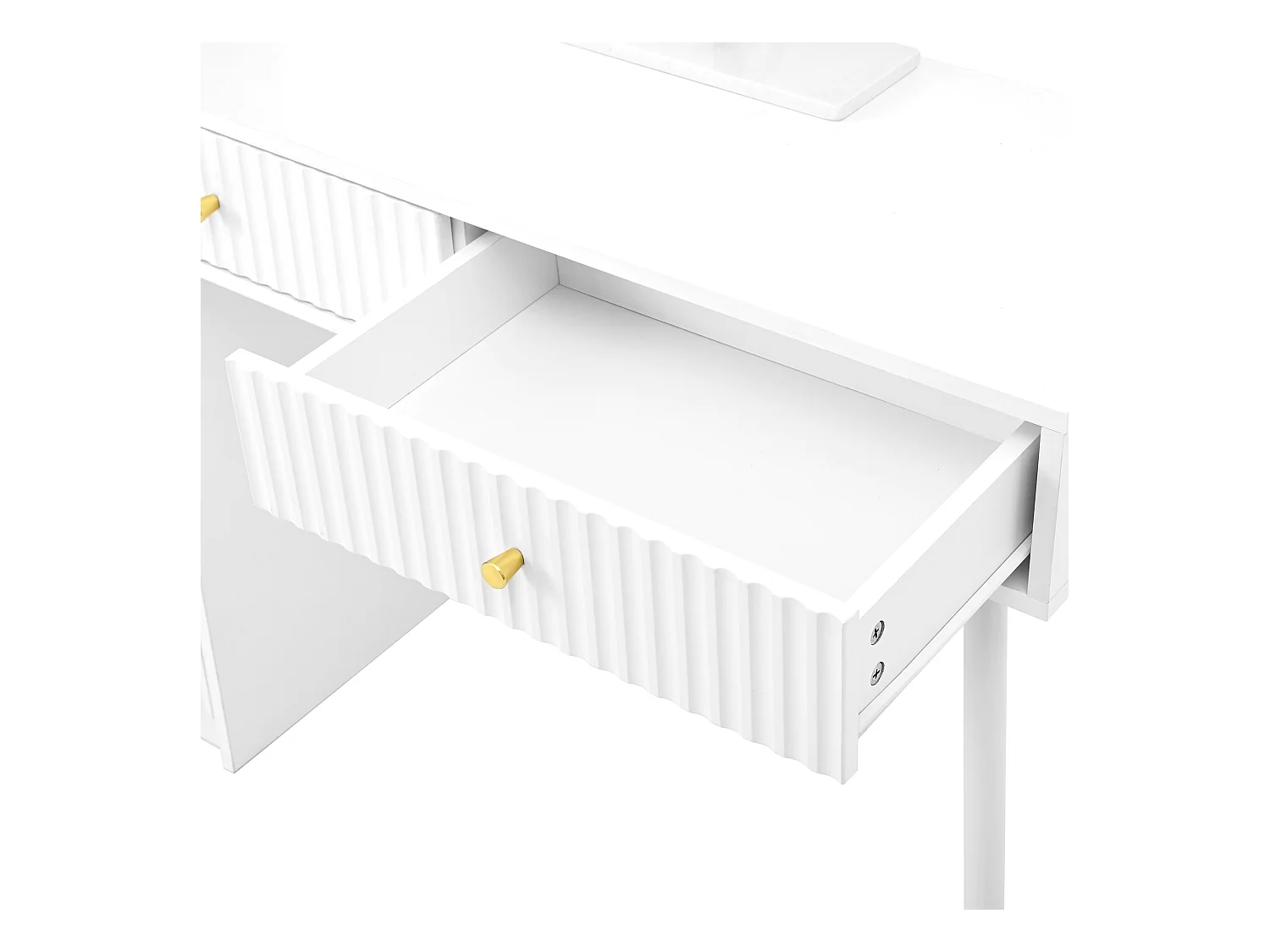 Coiffeuse avec miroir 100x40x125cm - avec LED réglable - avec 4 tiroirs et 1 porte vitrée - 1 compartiment de rangement ouvert - Blanc