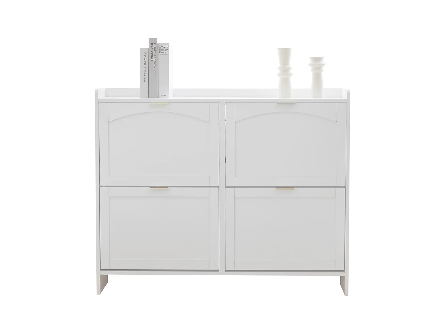 Meuble à chaussures moderne avec 4 rangement à rabat - 100 x 24 x 90 cm - aggloméré - blanc