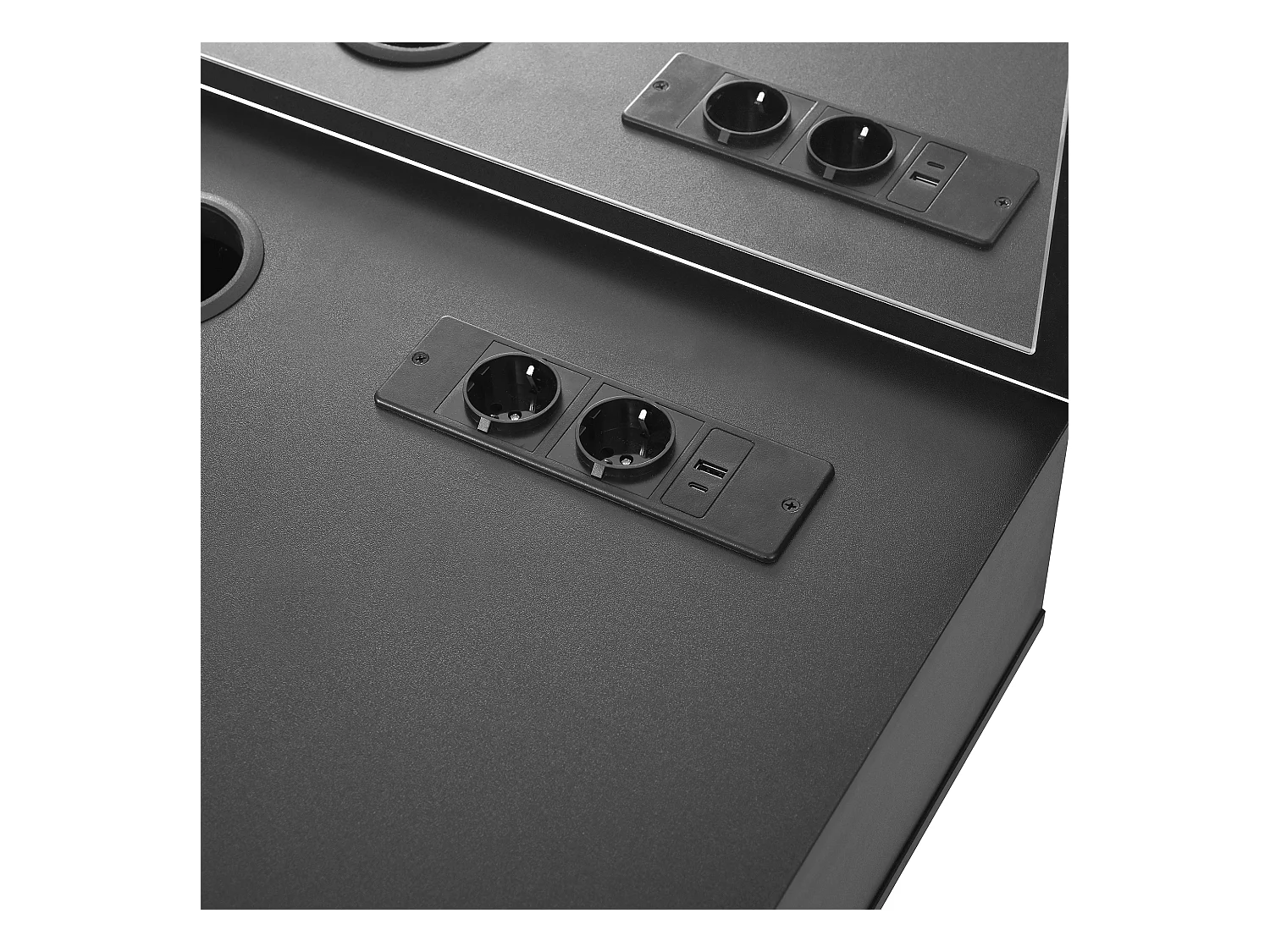 Coiffeuse suspendue avec miroir 100x45x105cm - avec 3 tiroirs et prise de courant - avec emplacement pour carte de tablette et porte-gobelet - Noir