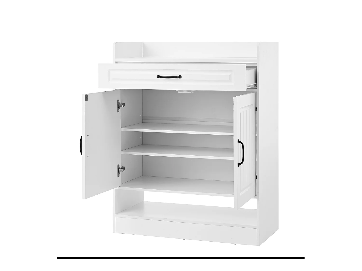 Meuble à chaussures 75x36x20.5cm - avec étagères réglables - avec 1 tiroir et 2 portes - Blanc