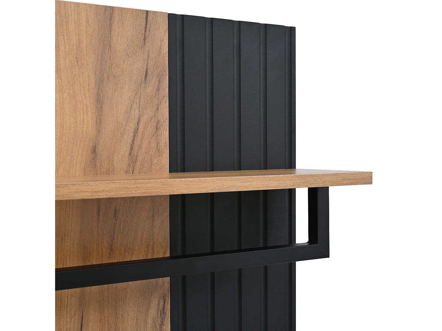 Garderoben-Set - 1 Kleiderständer und 1 Schuhschrank - mit Sitzkissen und 3 Haken - Natur + Schwarz