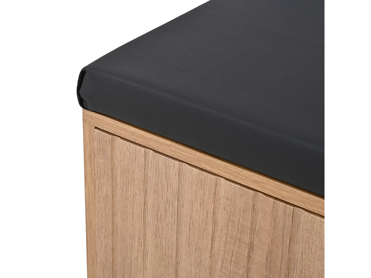 Garderoben-Set - 1 Kleiderständer und 1 Schuhschrank - mit Sitzkissen und 3 Haken - Natur + Schwarz