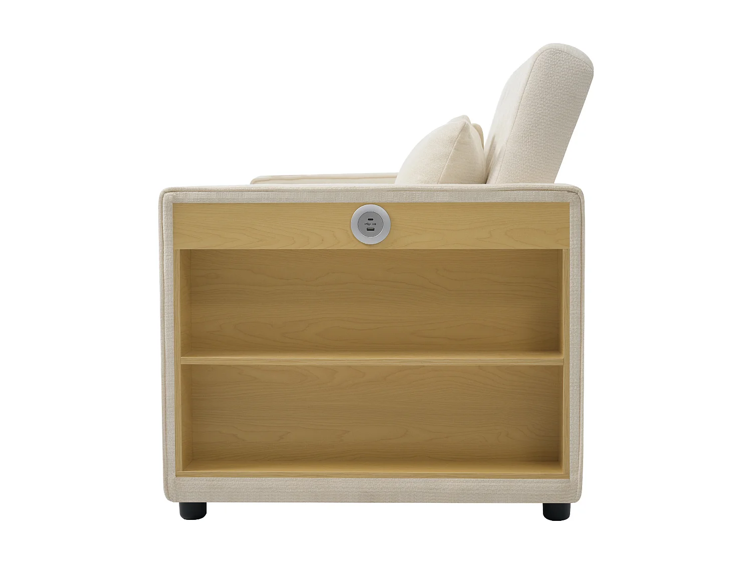 Canapé convertible pliant avec rangement - 140 x 137 x 84 cm - avec USB + oreiller - velours - beige