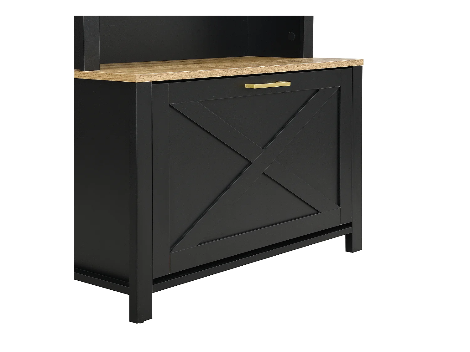 Vestiaire/Armoire avec étagère à chaussures + crochets - meuble d'entrée - 75 x 35 x 195 cm - MDF - noir