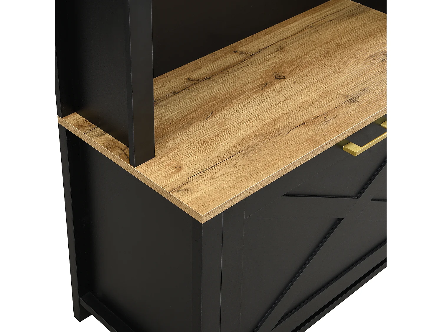 Vestiaire/Armoire avec étagère à chaussures + crochets - meuble d'entrée - 75 x 35 x 195 cm - MDF - noir