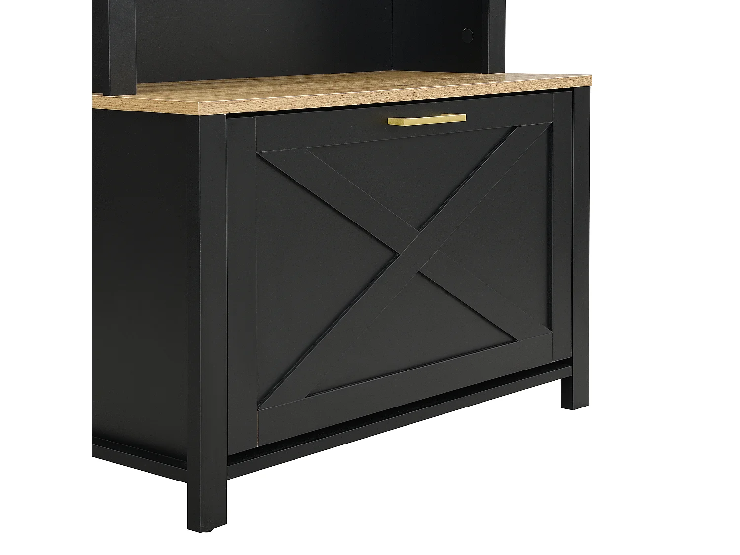 Vestiaire/Armoire avec étagère à chaussures + crochets - meuble d'entrée - 75 x 35 x 195 cm - MDF - noir