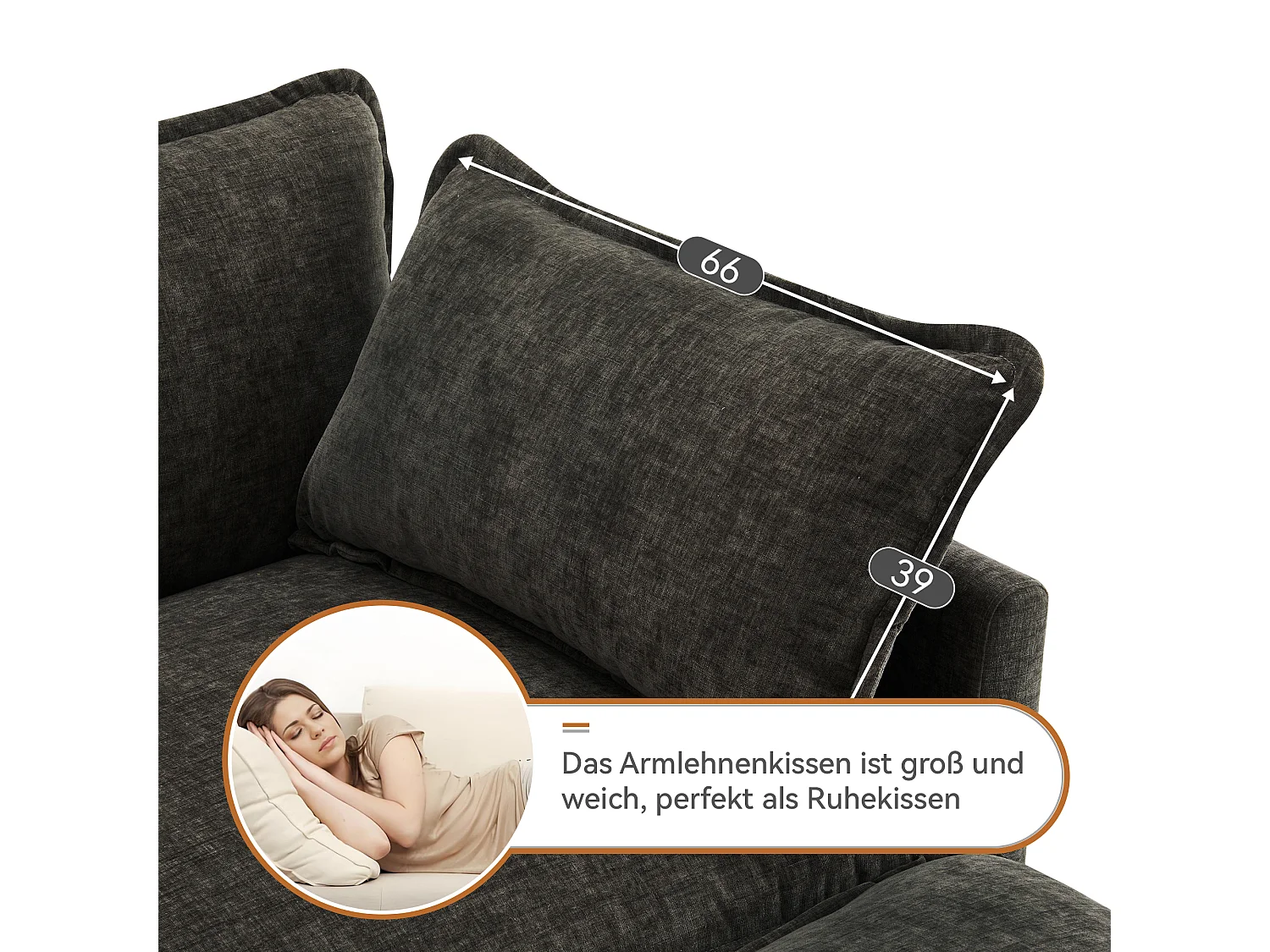 Canapé rembourré 3 places avec repose-pieds - 283 x 147 x 84 cm - pour salon et chambre - velours - gris